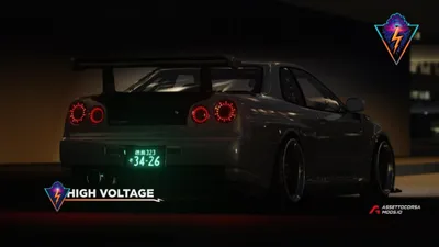 High Voltage branded Assetto Corsa loading screen showing a blue sports coupe
