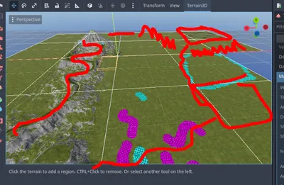 A 3D terrain view with regions marked out by hand in red pen over the top